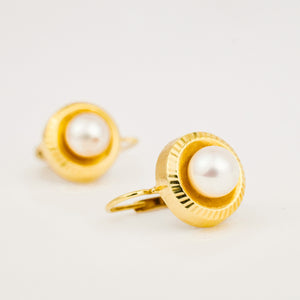 vintage Pearl Gold Drop Hoops