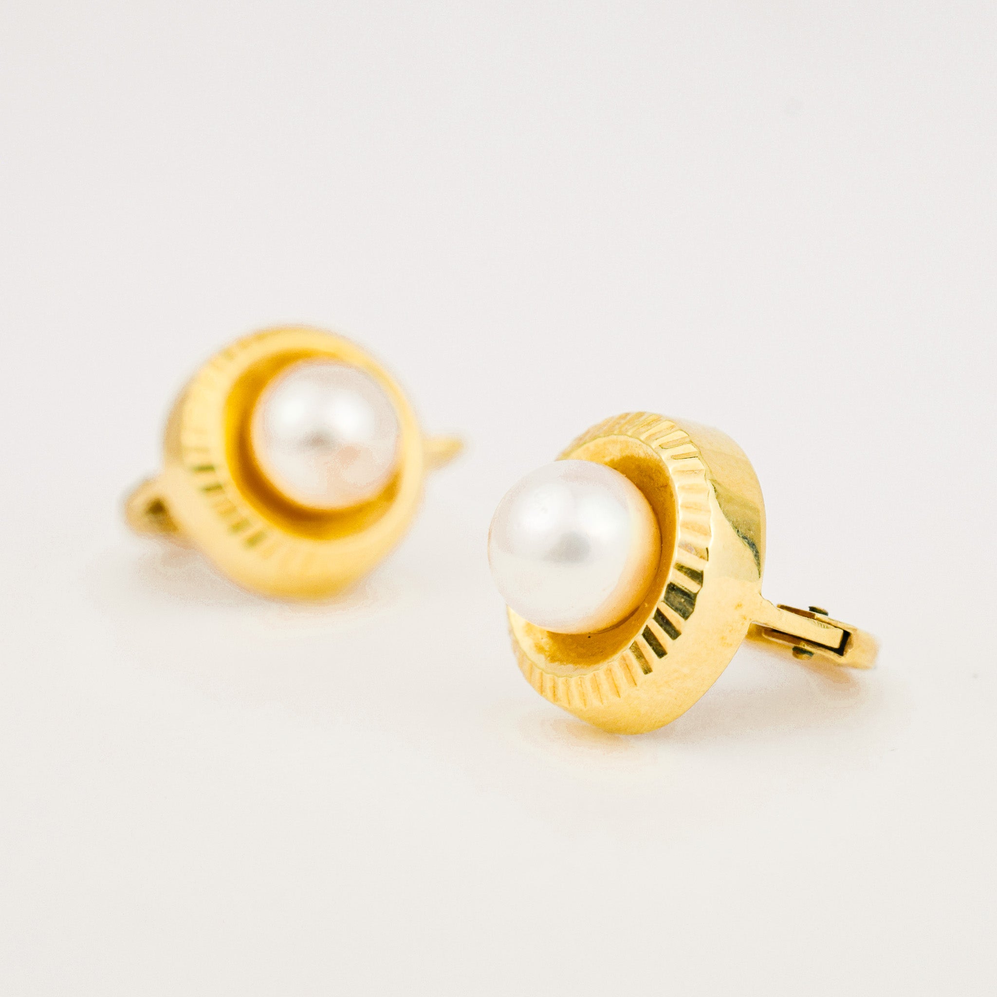 vintage Pearl Gold Drop Hoops