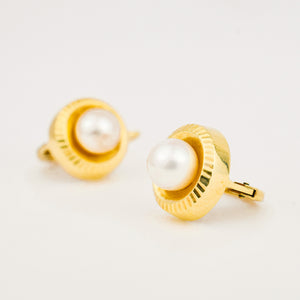 vintage Pearl Gold Drop Hoops