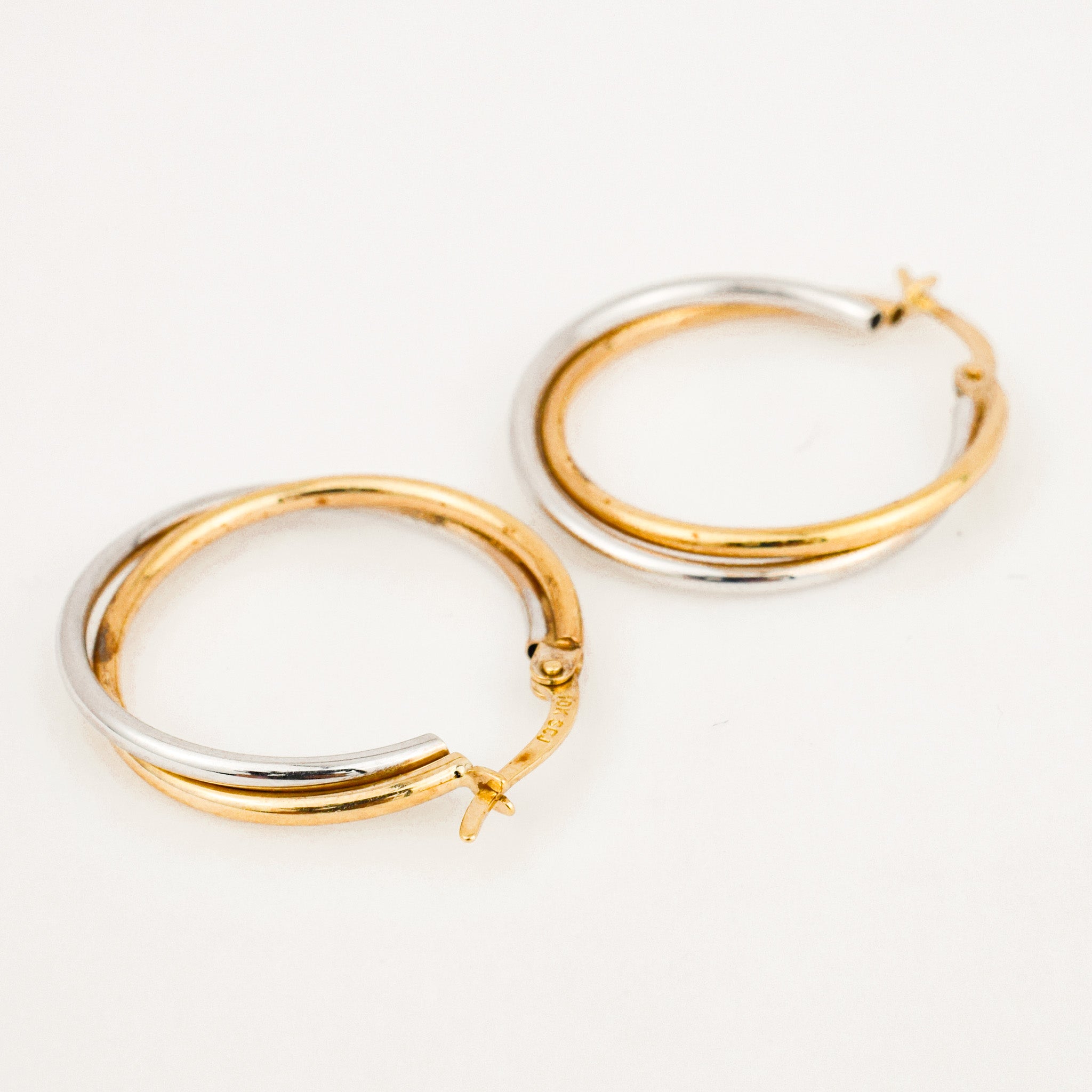 vintage 25 mm Twisted Two-Tone Gold Hoops