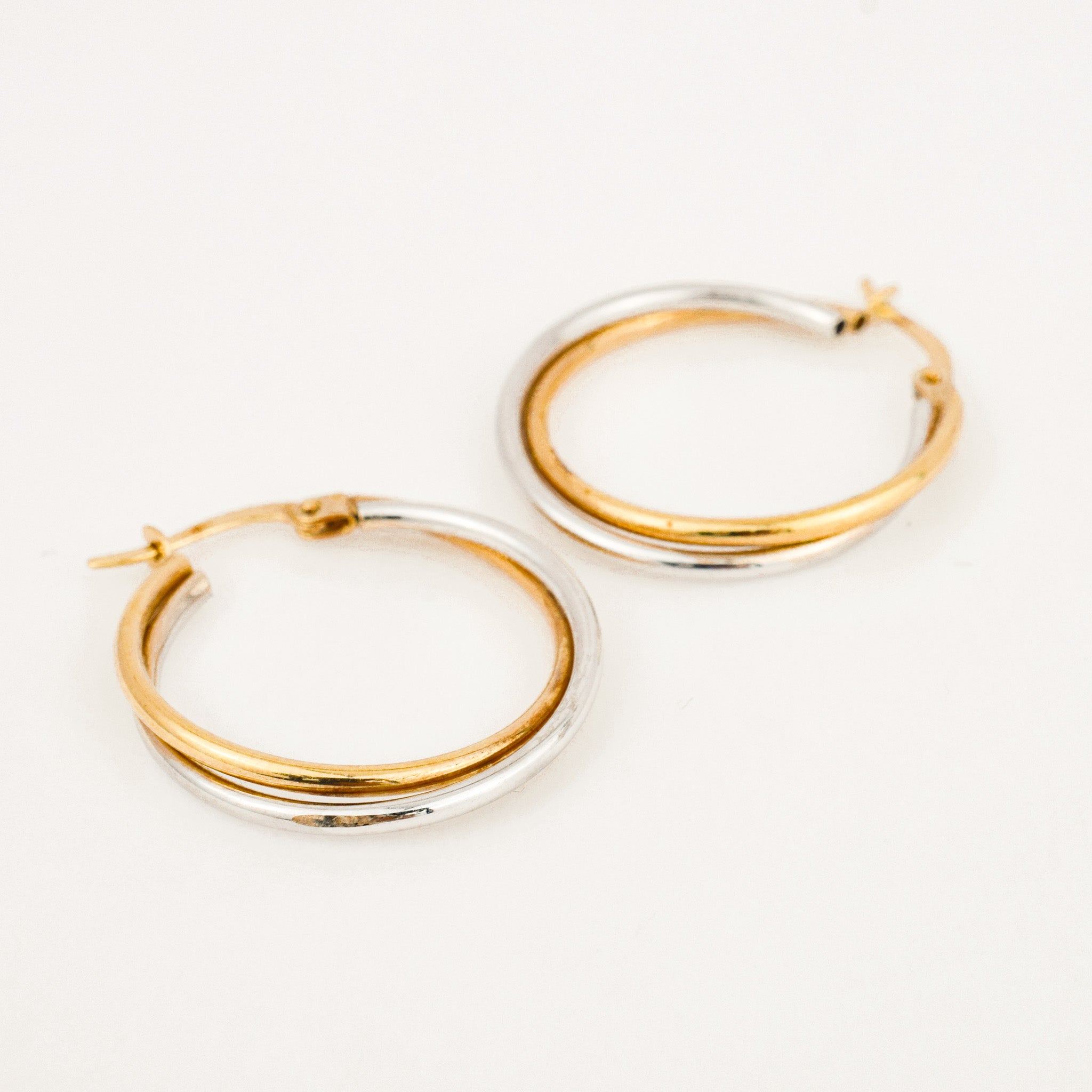 vintage 25 mm Twisted Two-Tone Gold Hoops