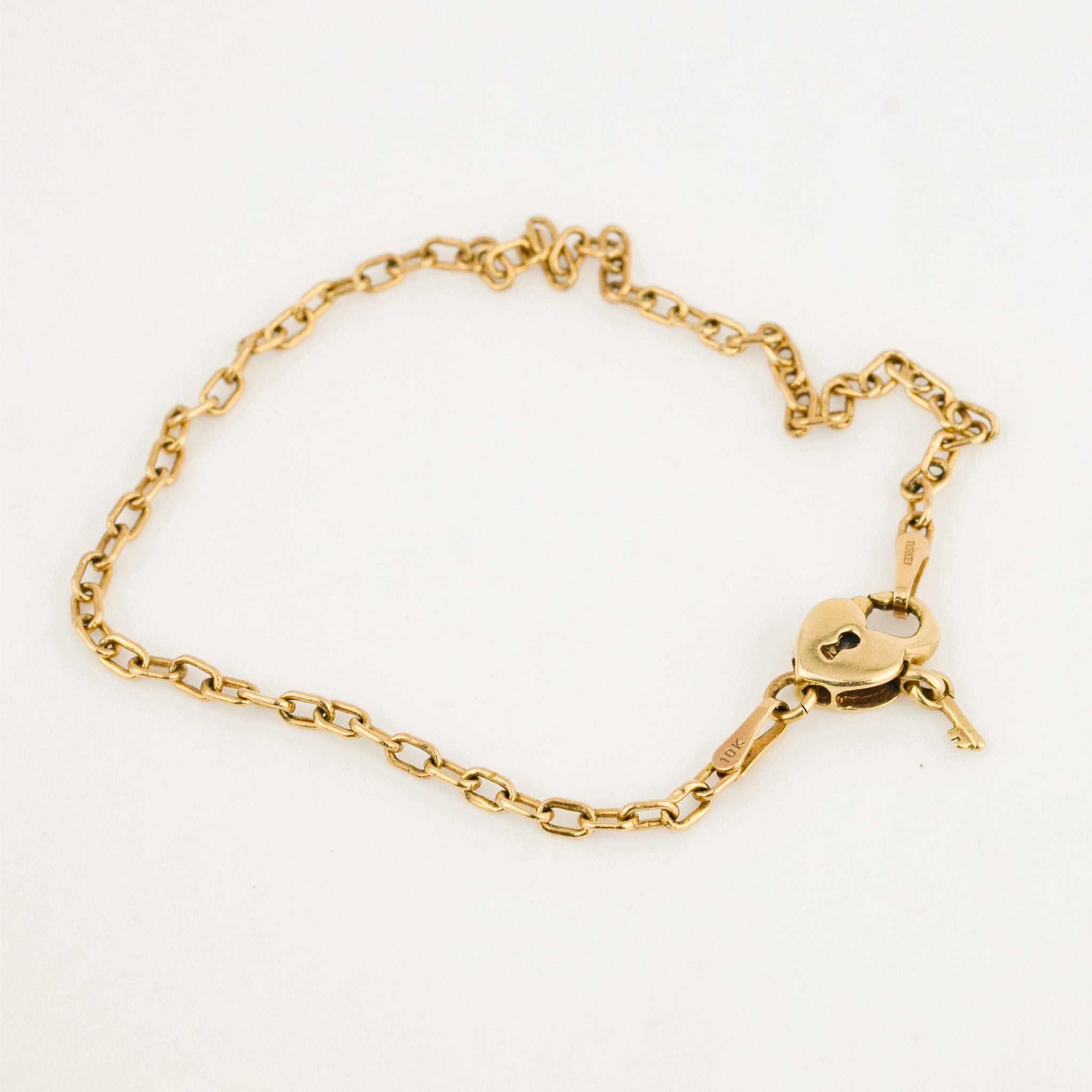 vintage Cable Link Bracelet with Heart Clasp