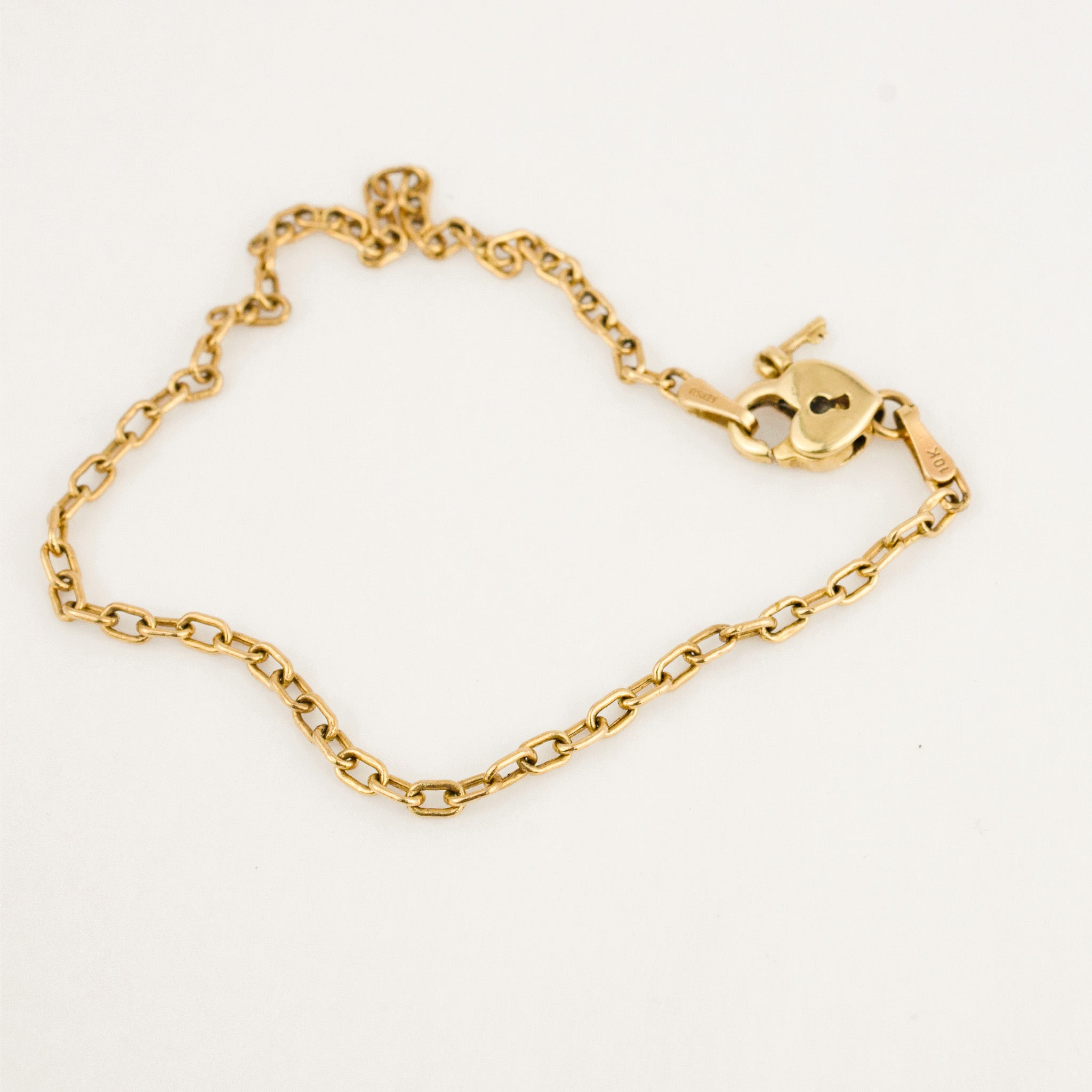 vintage Cable Link Bracelet with Heart Clasp