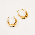 19 mm Wave Oval Gold Hoop Earrings