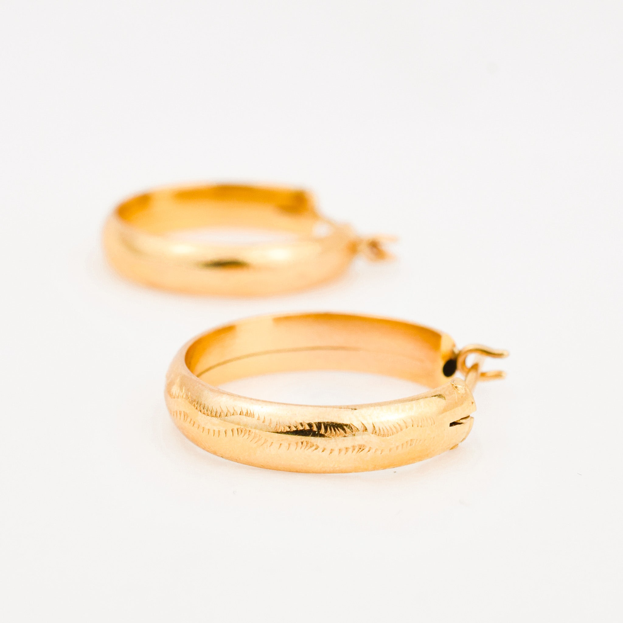 vintage 19.4 mm Buttery Gold Hoops