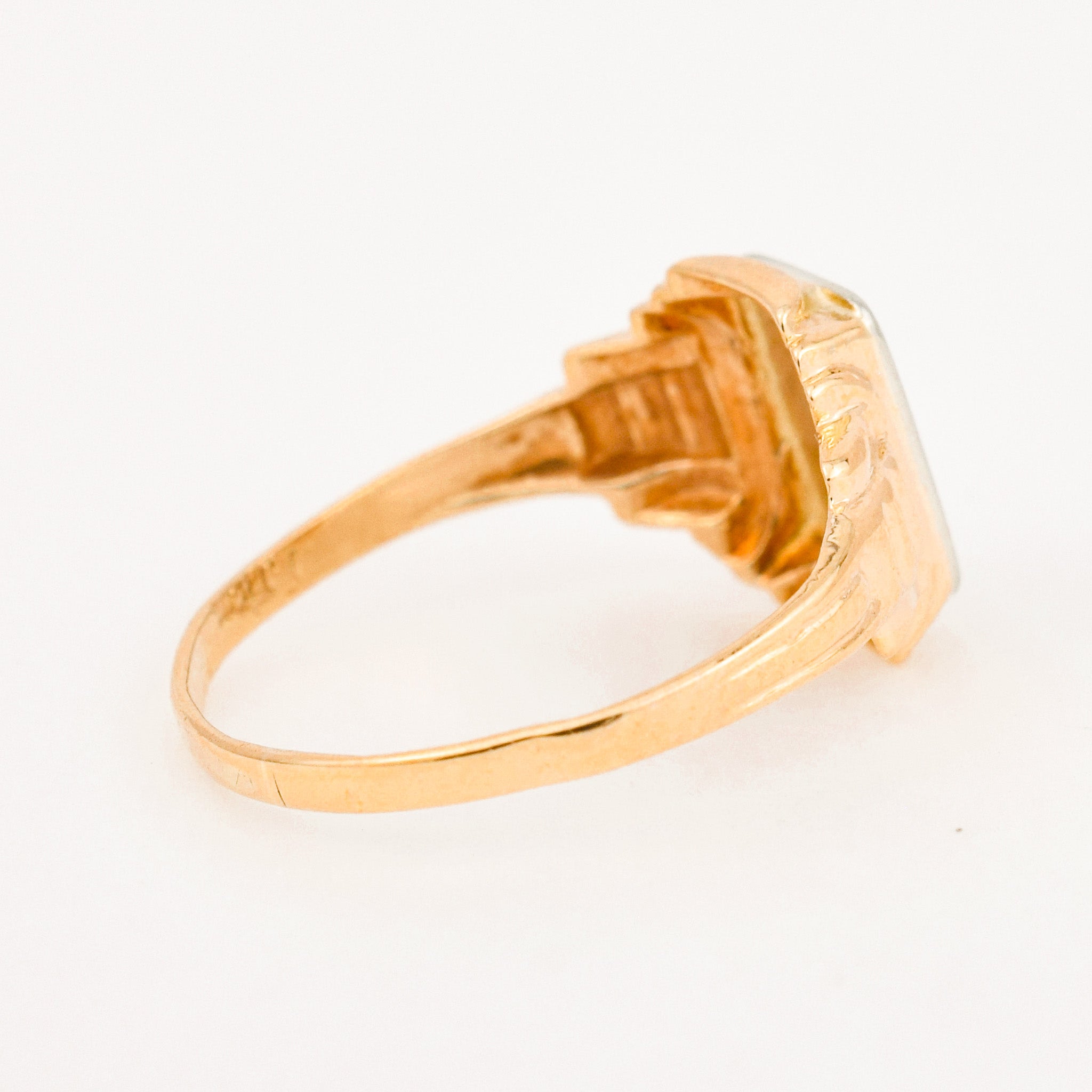 Two-Two Gold and Diamond 'K' Signet Pinkie Ring