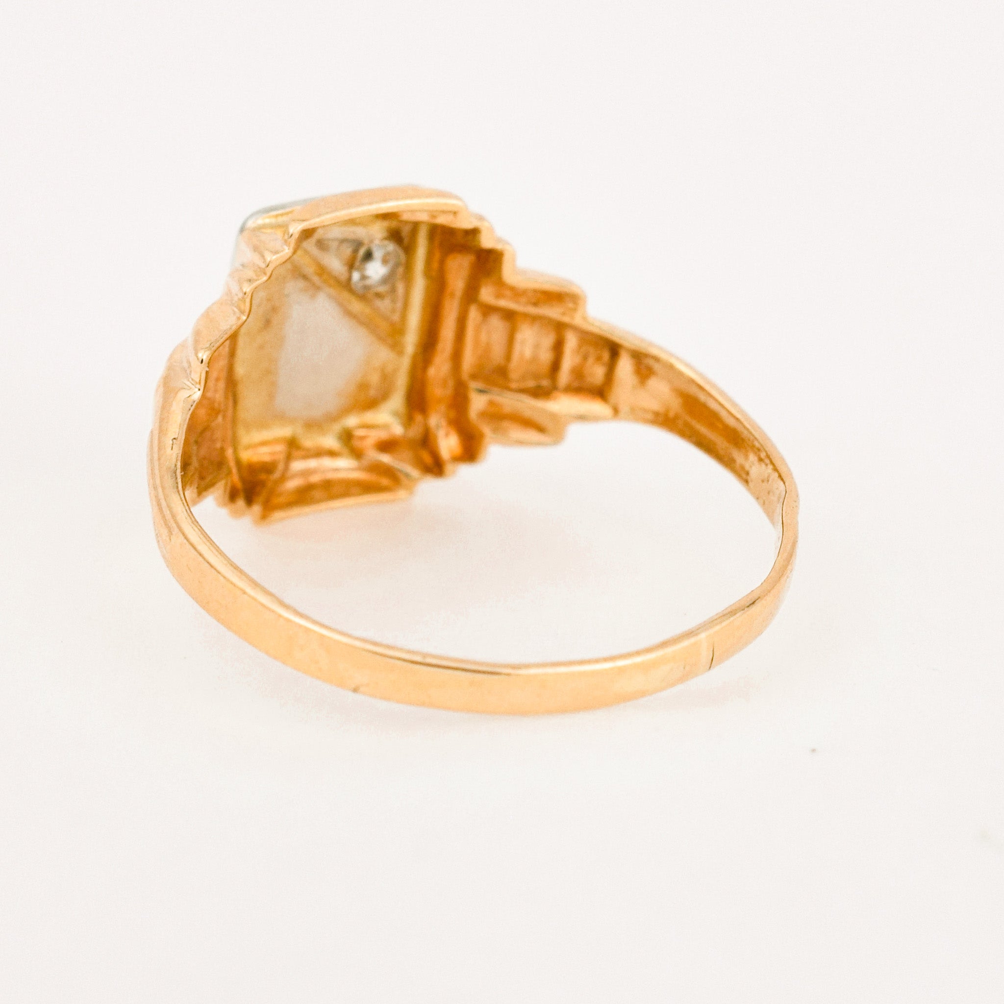 Two-Two Gold and Diamond 'K' Signet Pinkie Ring