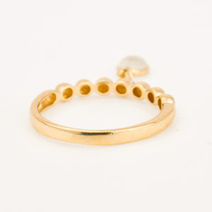 Ribbed Gold Band with Dangle Moonstone