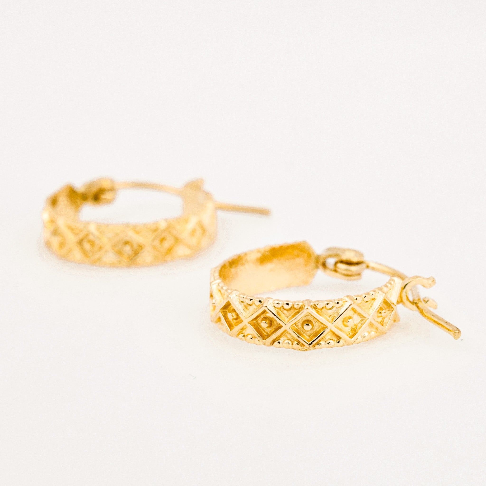15 mm Quilted Gold Hoops
