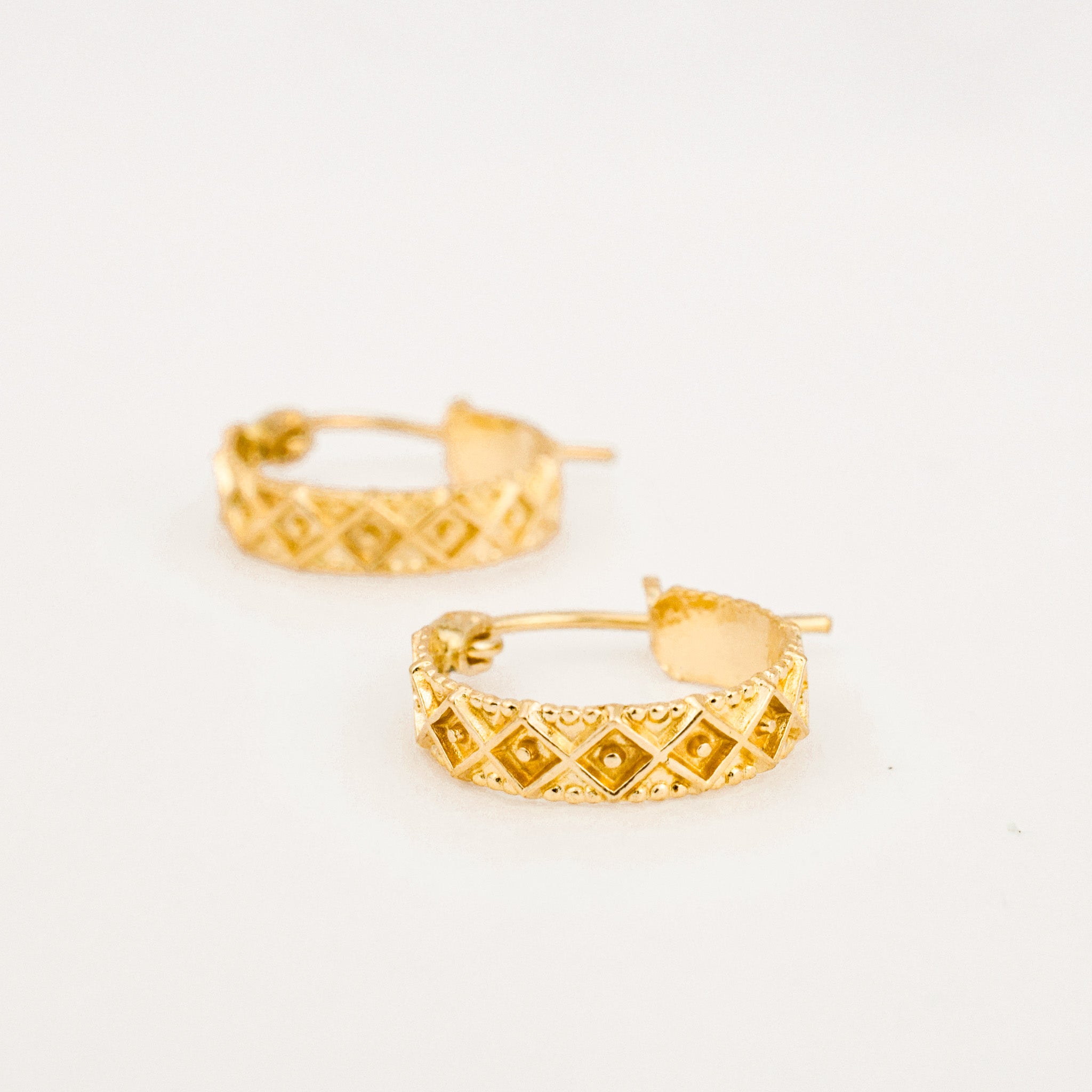 15 mm Quilted Gold Hoops