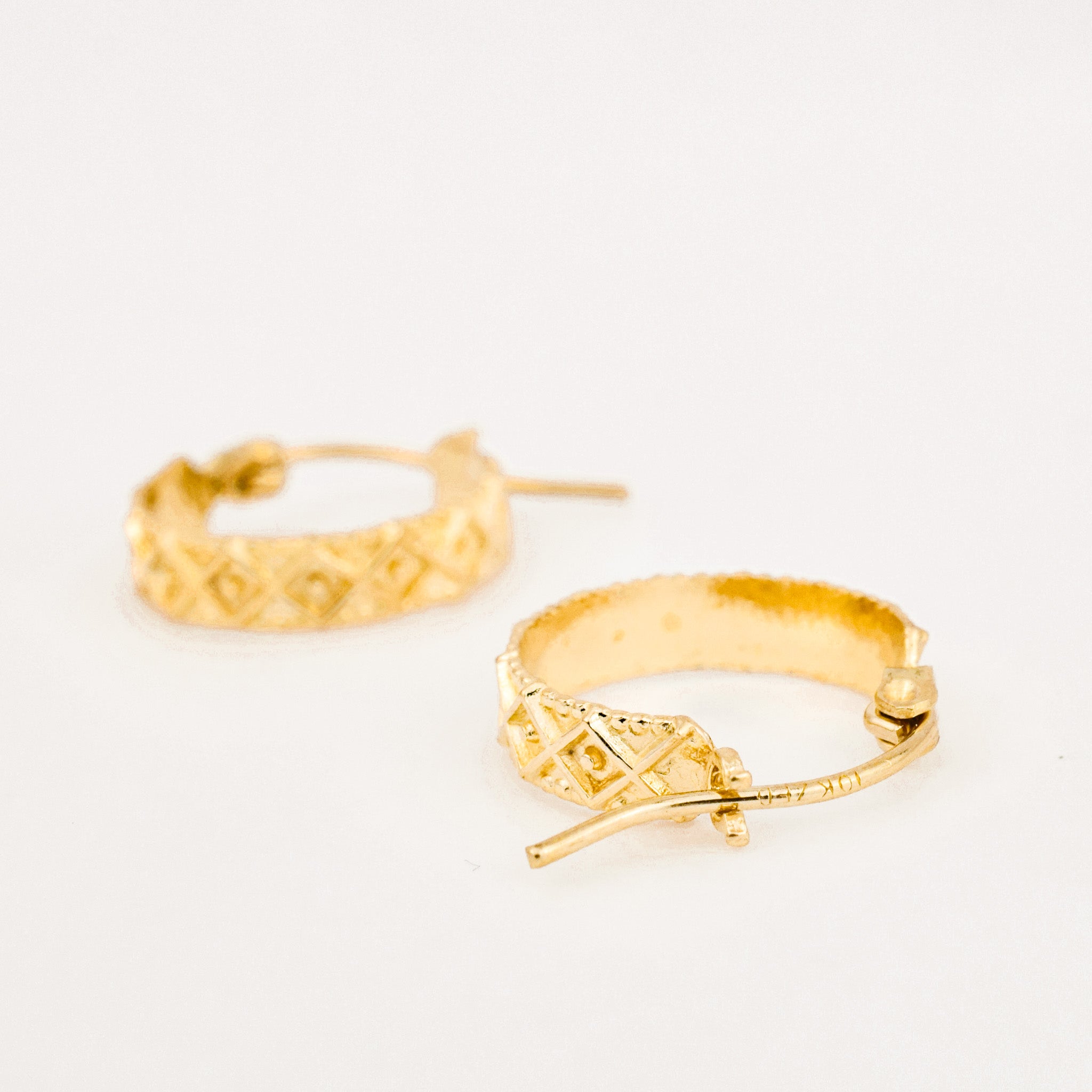 15 mm Quilted Gold Hoops