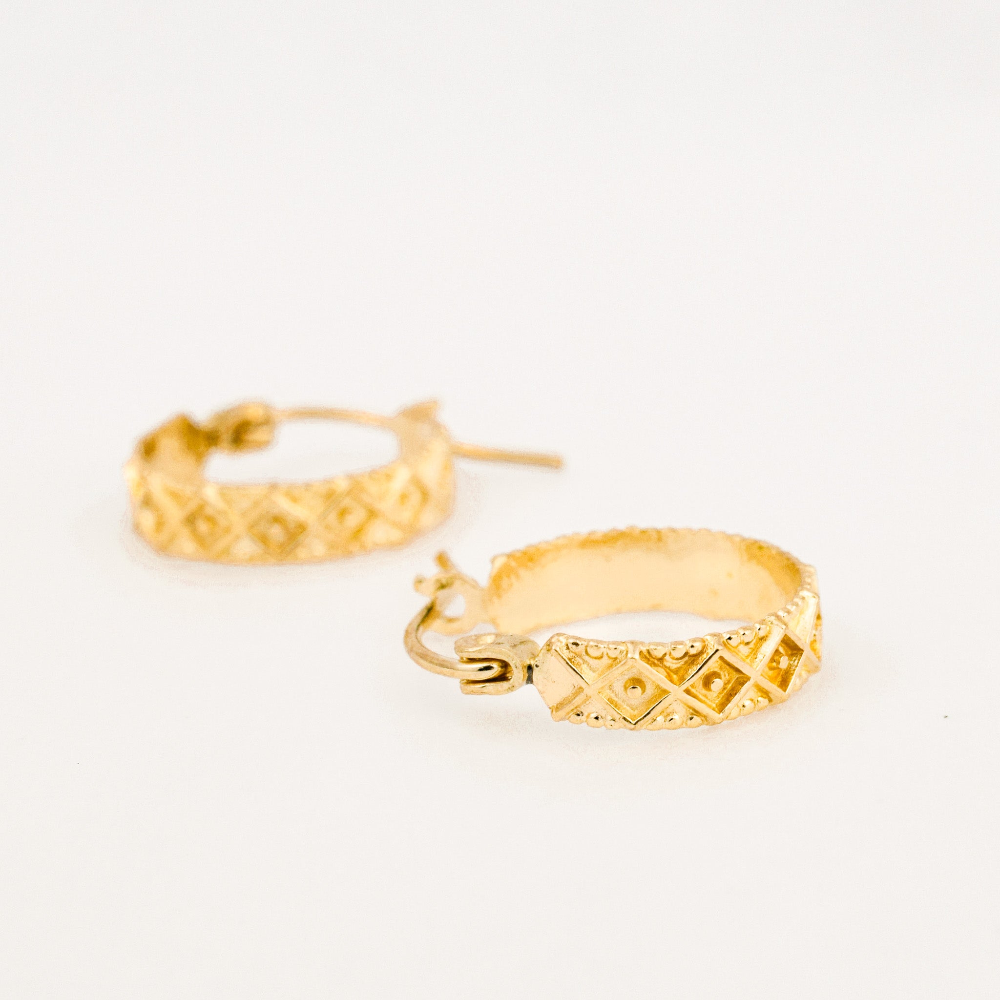 15 mm Quilted Gold Hoops