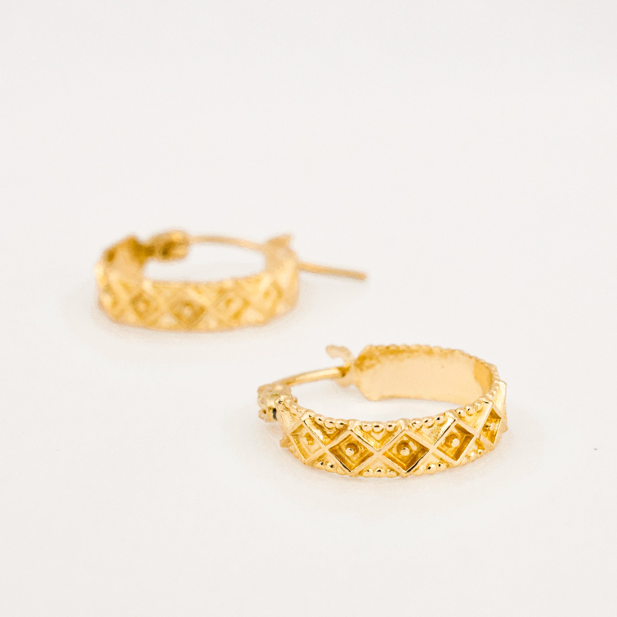 15 mm Quilted Gold Hoops
