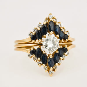 vintage Sapphire and Diamond Engagement Ring