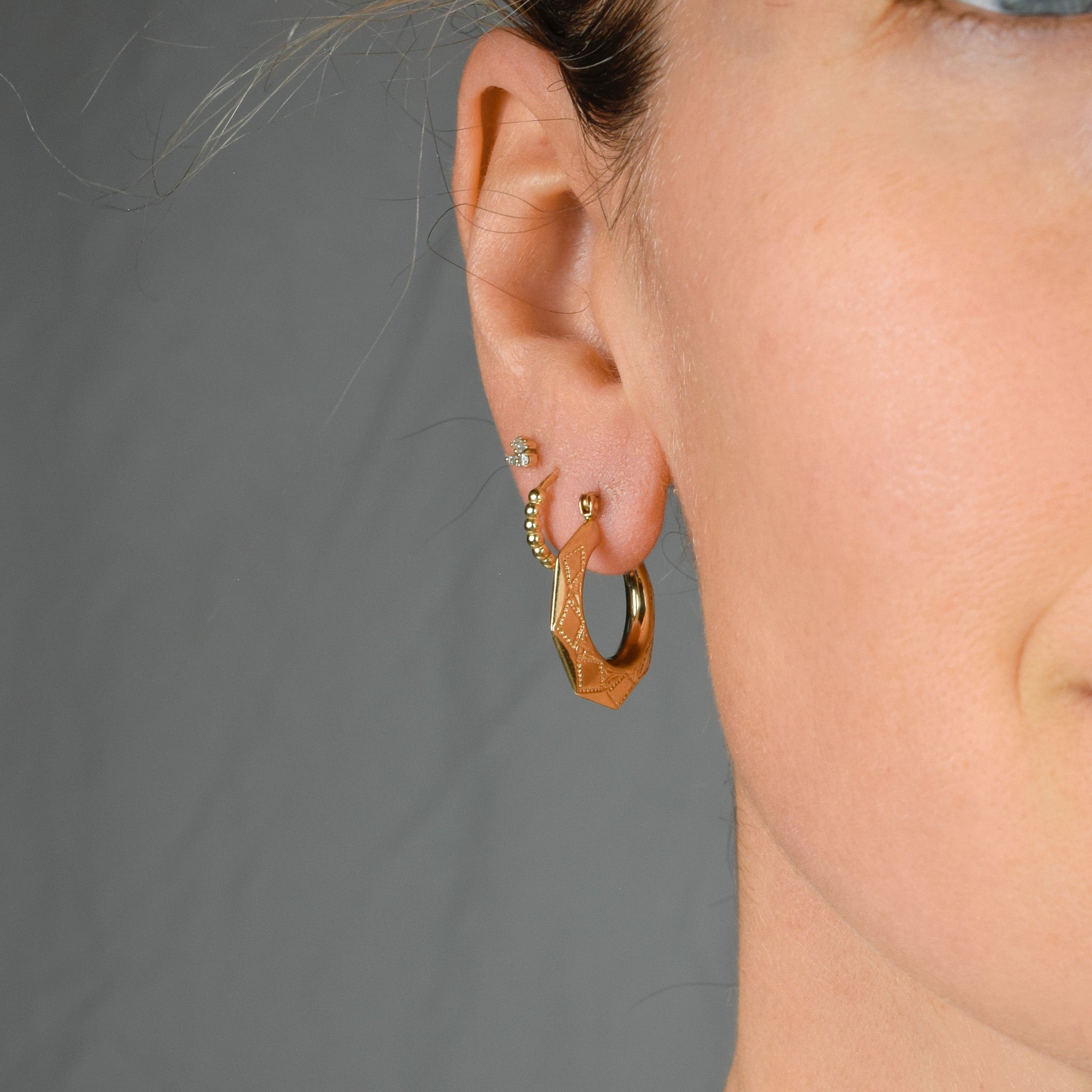 Fancy Octagon Gold Hoops