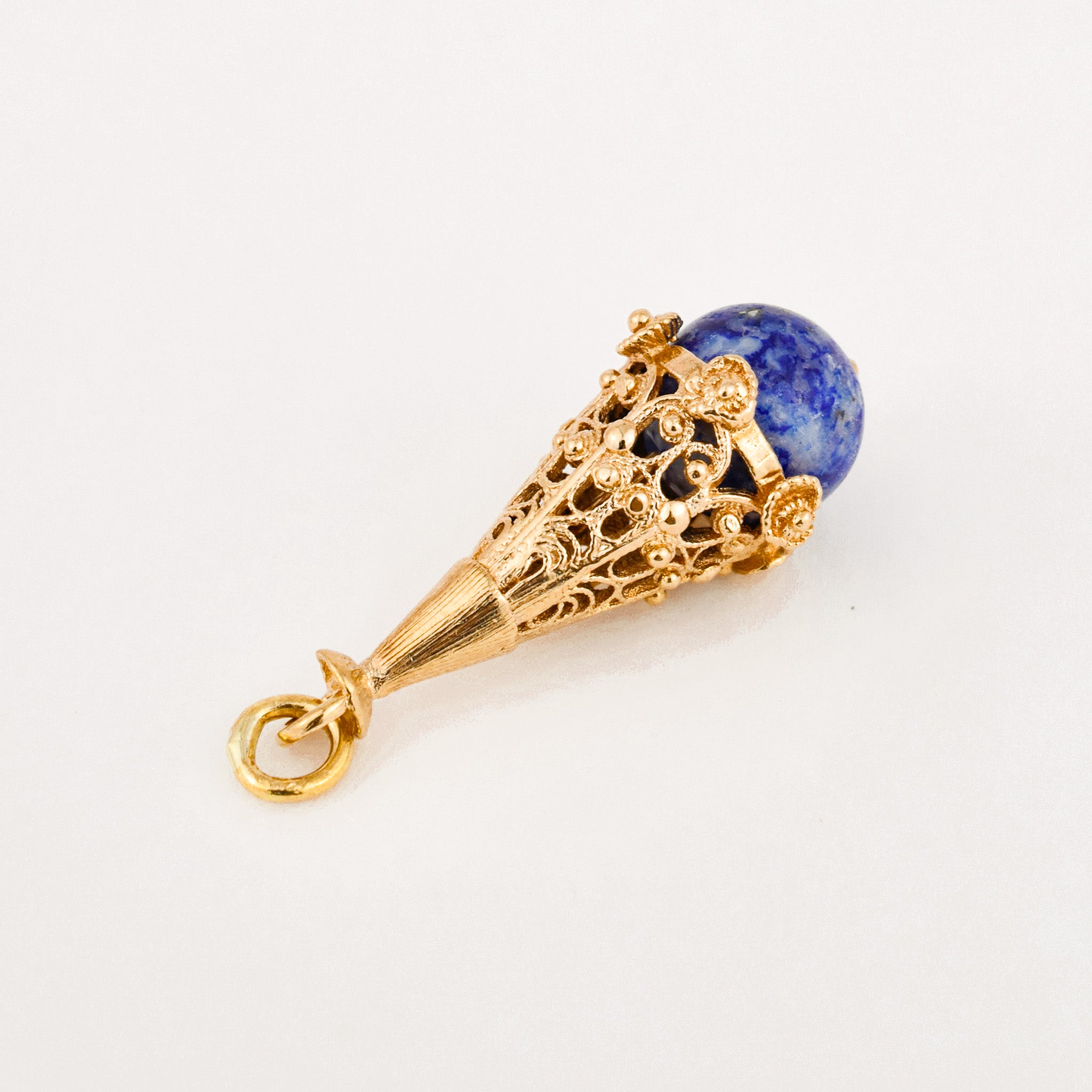 vintage Ornate Lapis Pendant