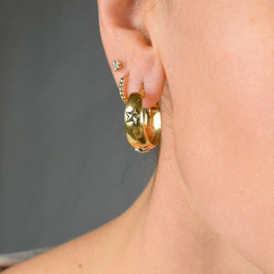 vintage 18k star hoop earrings