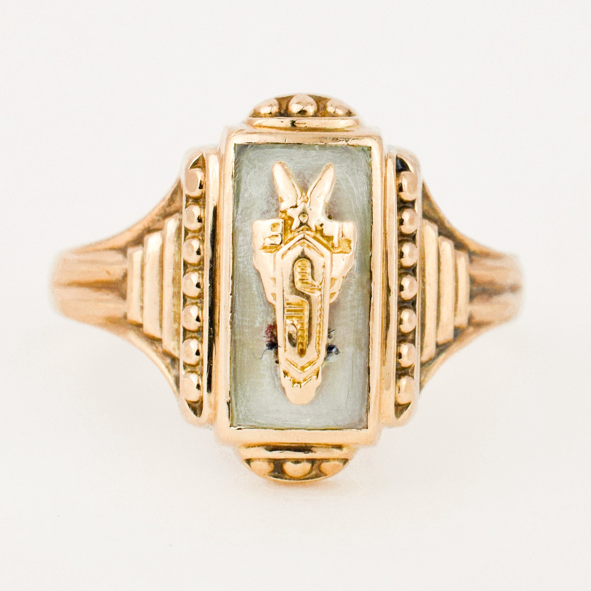 'S' Mother Of Pearl Class Ring