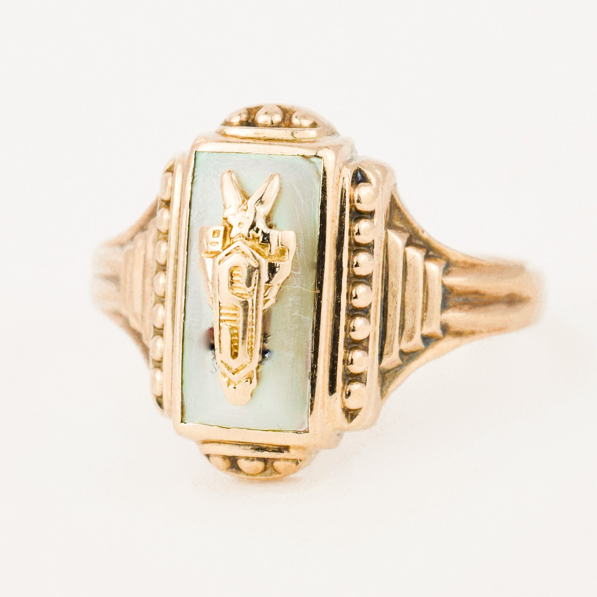 'S' Mother Of Pearl Class Ring