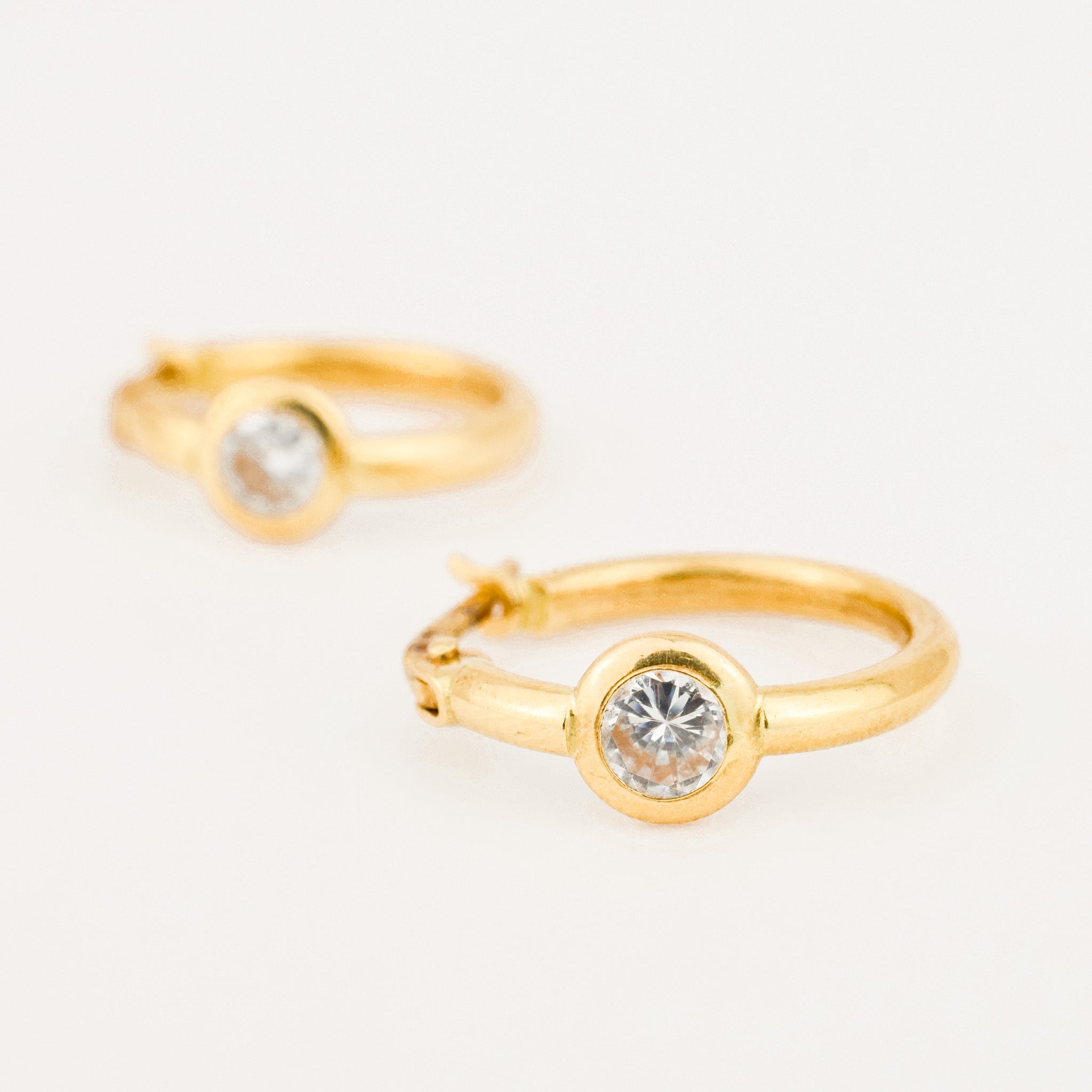 vintage 15.8mm Bezel Set Sparkling Hoops