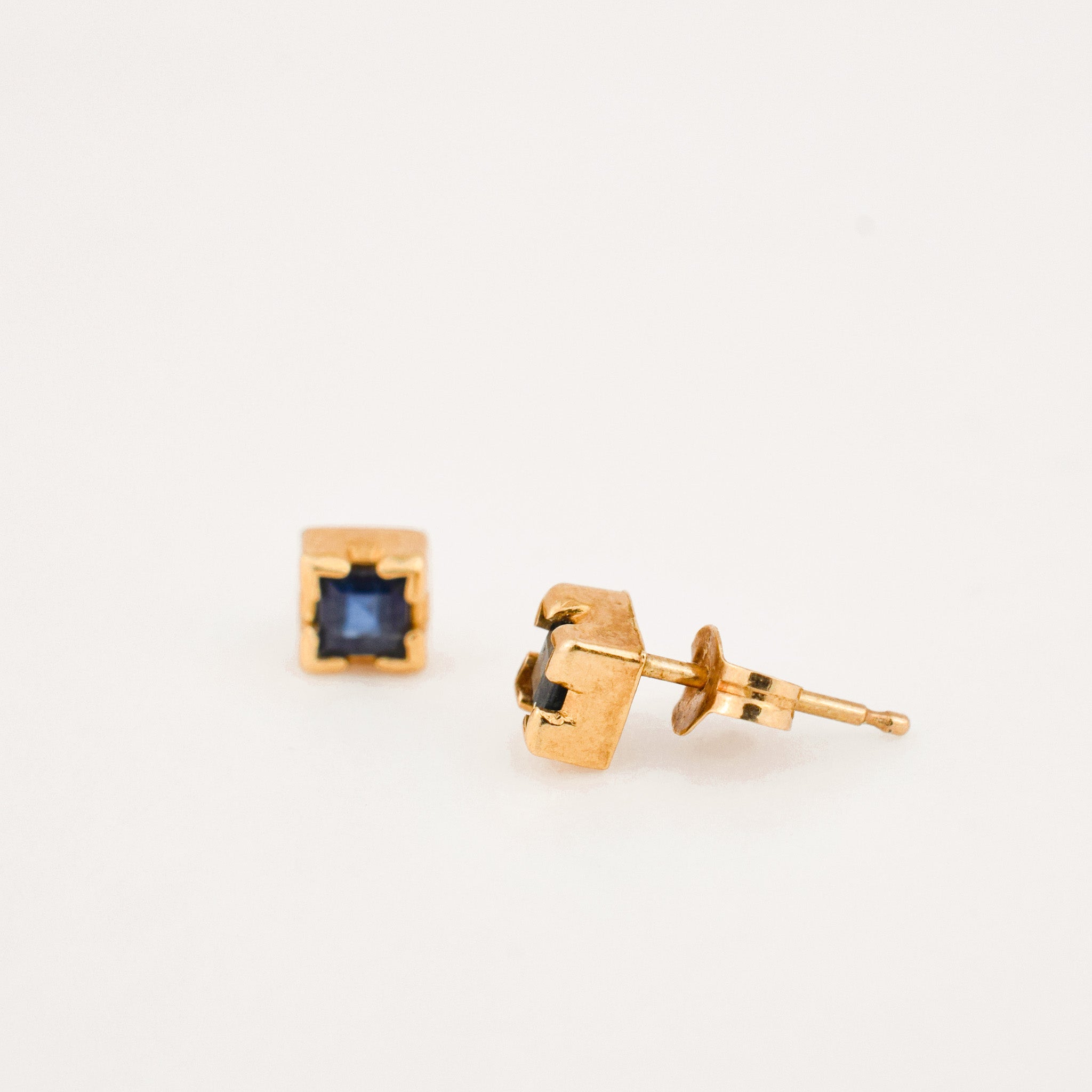 vintage Princess Cut Sapphire Studs 