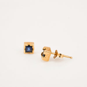 vintage Princess Cut Sapphire Studs 