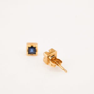 vintage Princess Cut Sapphire Studs 