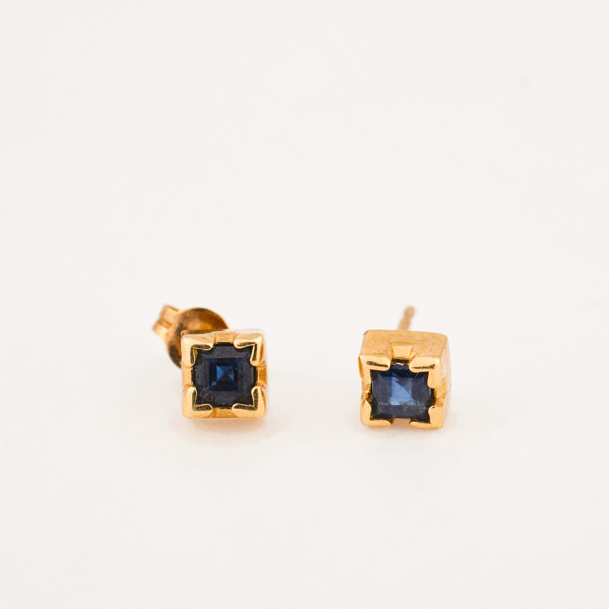 vintage Princess Cut Sapphire Studs 