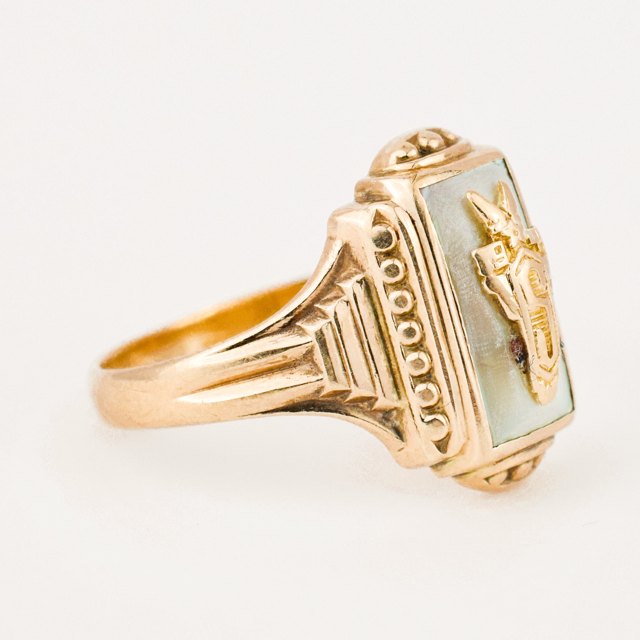 'S' Mother Of Pearl Class Ring