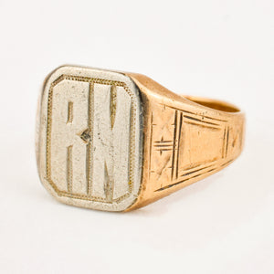 vintage gold 'RM' Signet Ring