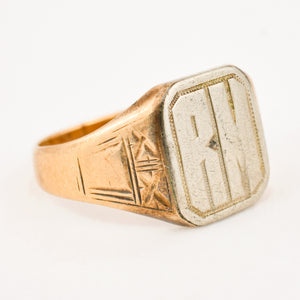 vintage gold 'RM' Signet Ring