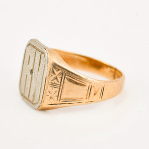 vintage gold 'RM' Signet Ring