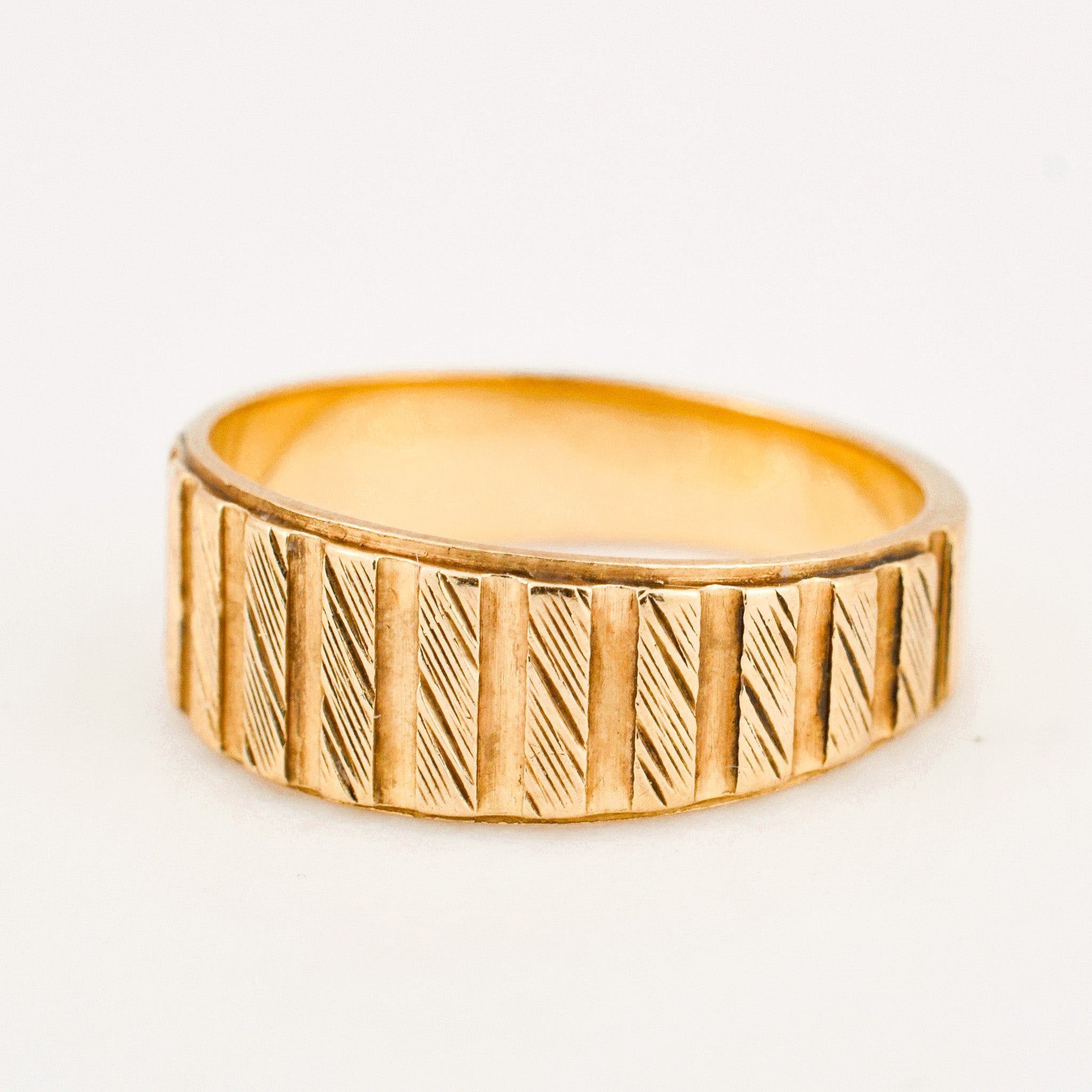 vintage 6.6mm Linear Gold Band