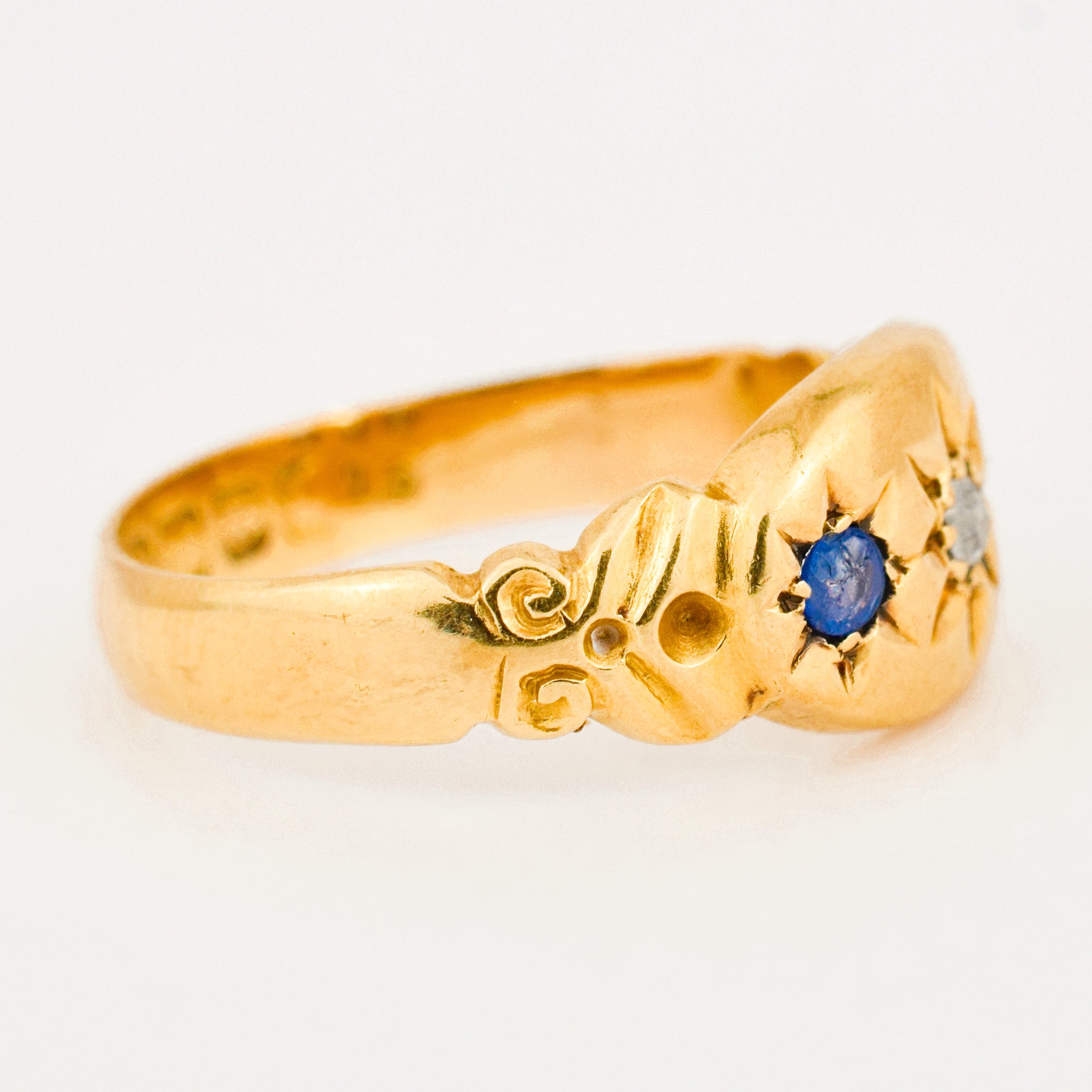 Victorian Diamond and Sapphire Starburst Trilogy Ring