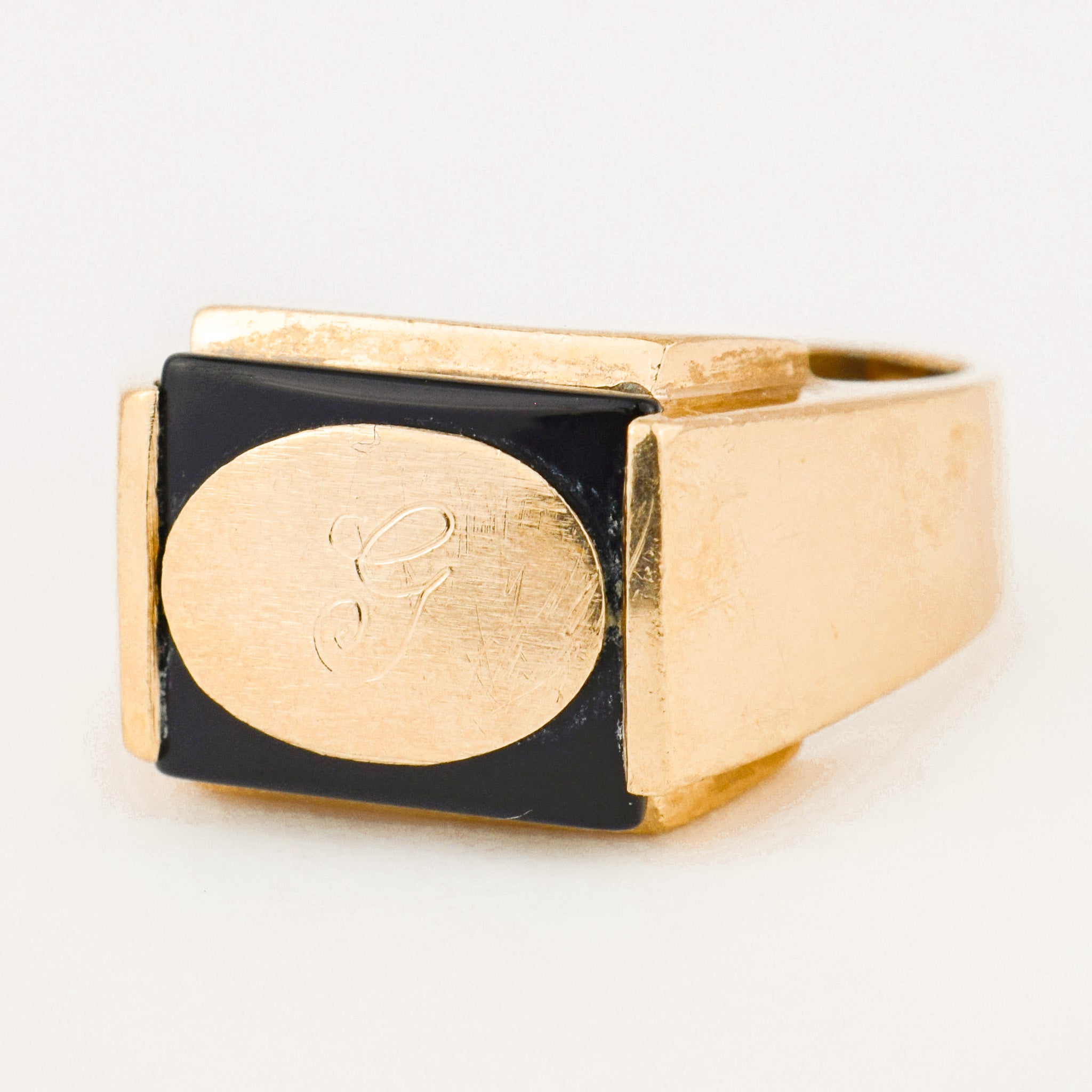 vintage onyx 'g' signet ring 