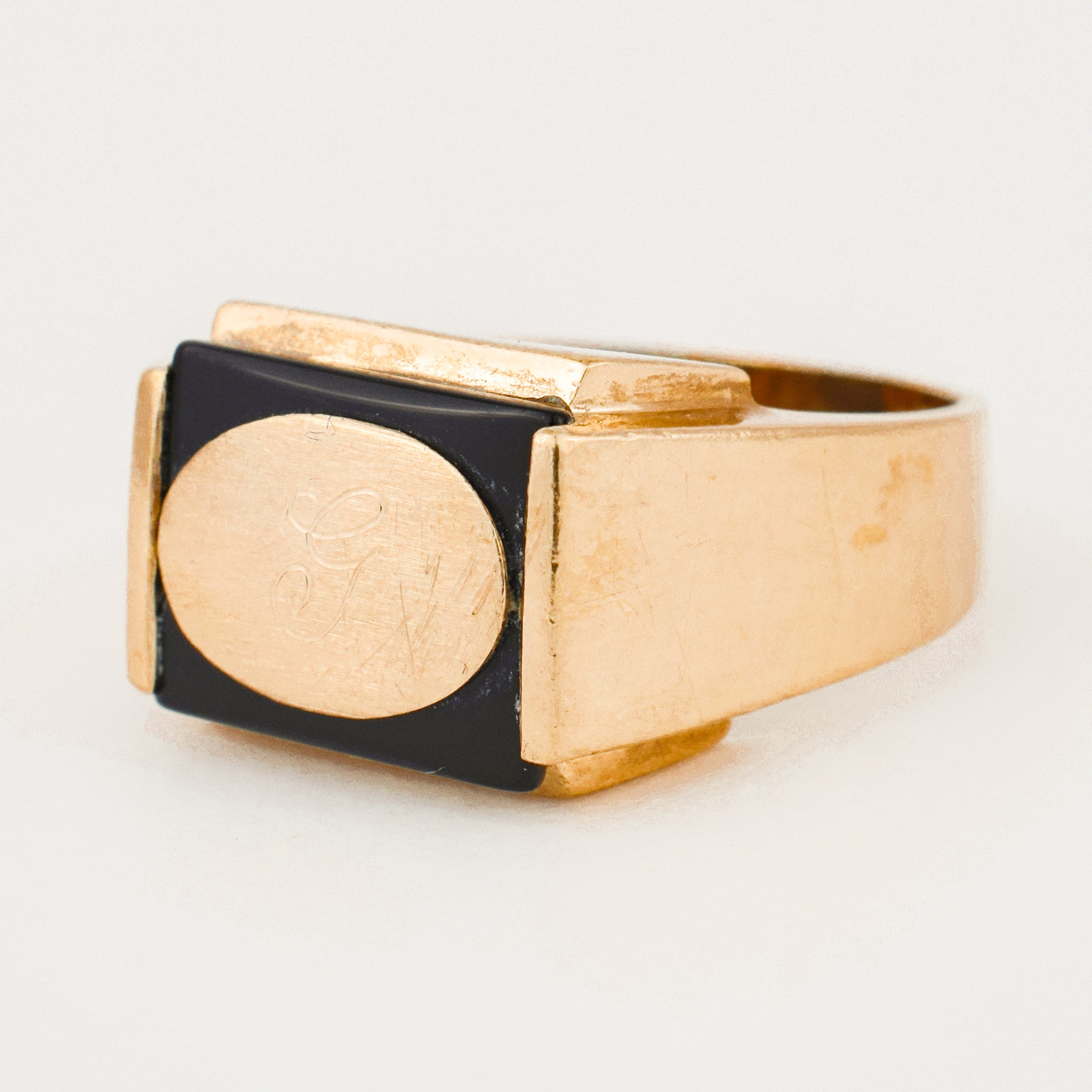 vintage onyx 'g' signet ring 