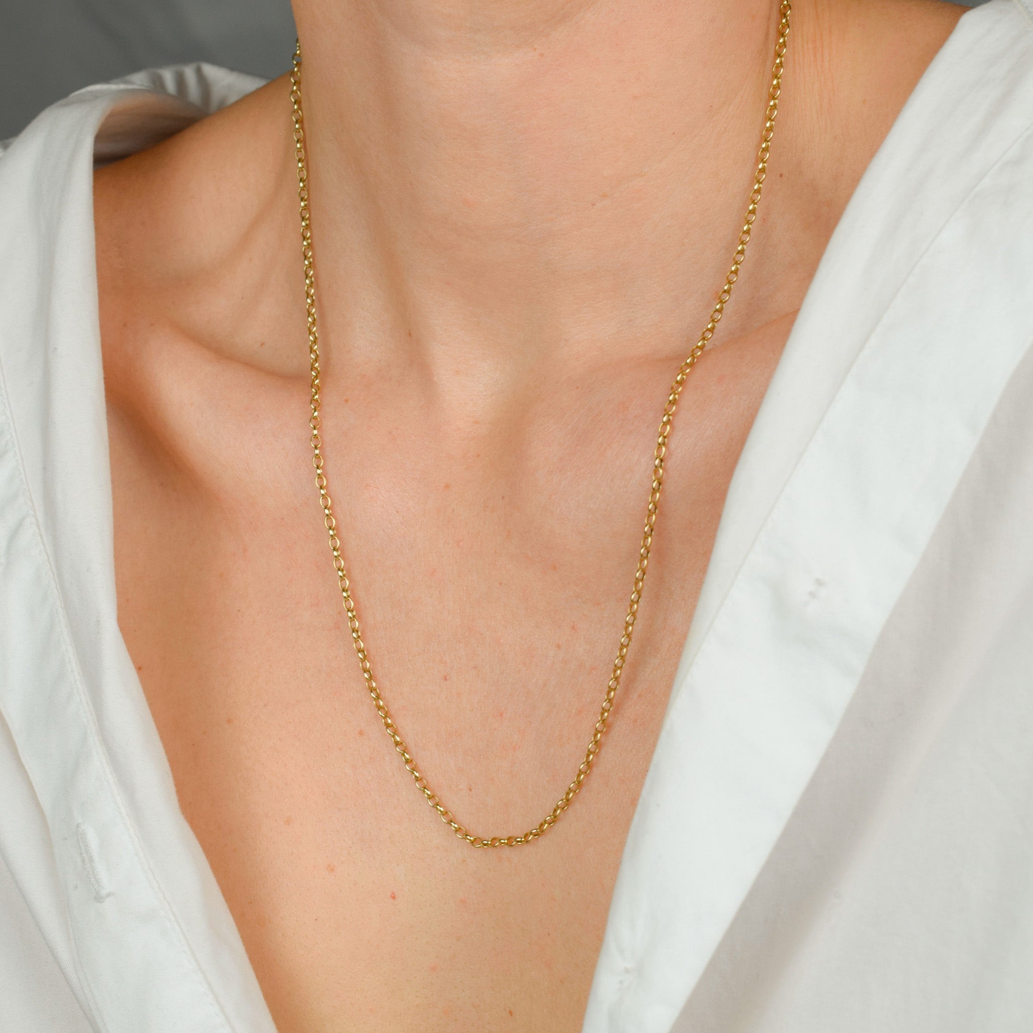 vintage gold rolo adjustable chain necklace