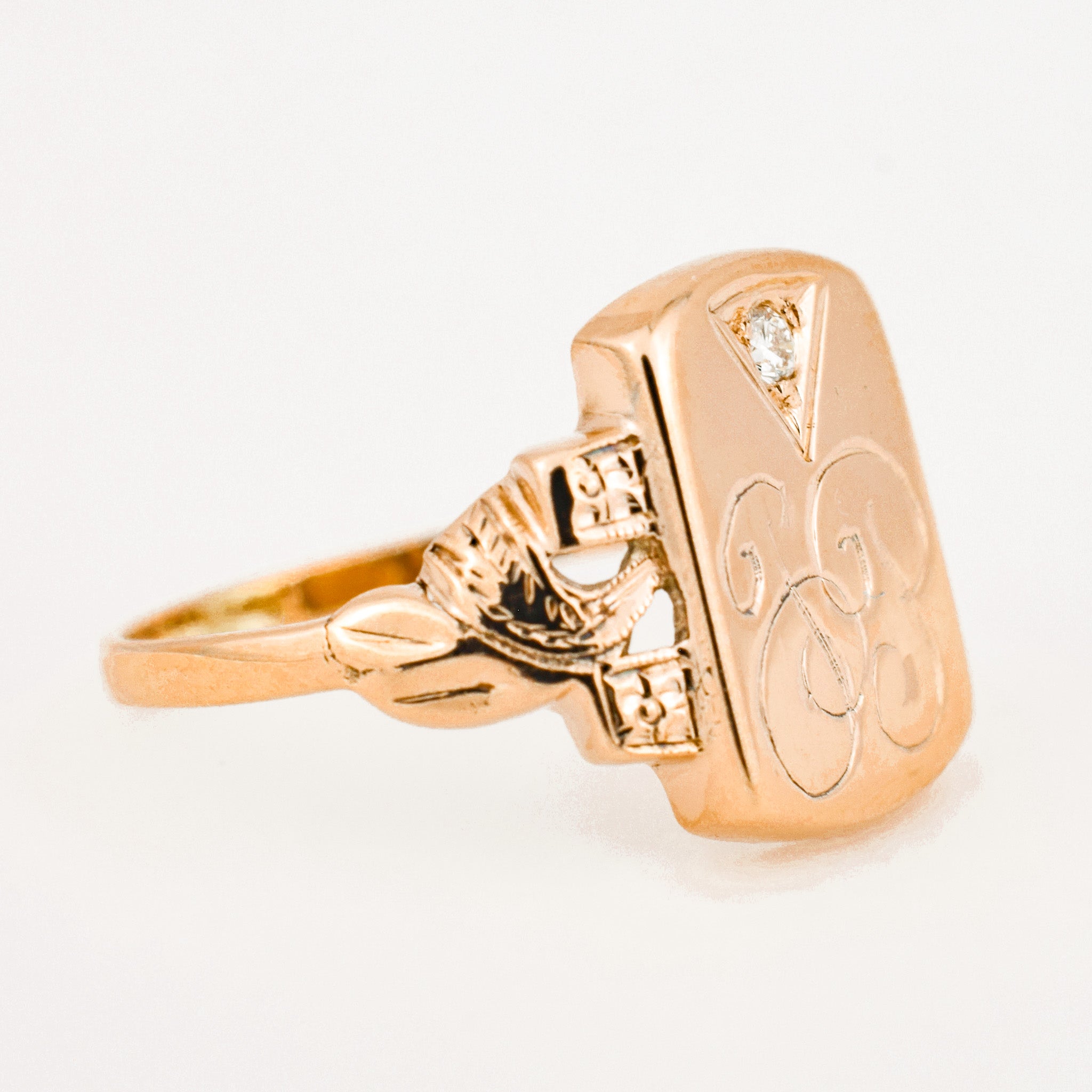 vintage gold 'JP' Signet Ring