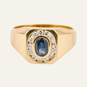 vintage Sapphire and Diamond Signet Ring