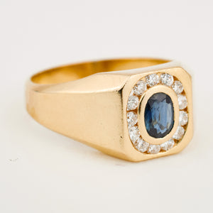 Sapphire and Diamond Signet Ring