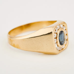 vintage Sapphire and Diamond Signet Ring