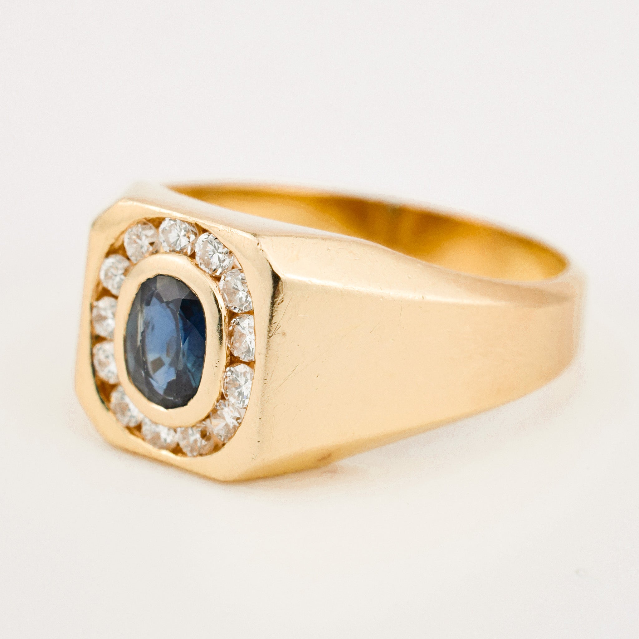 vintage Sapphire and Diamond Signet Ring