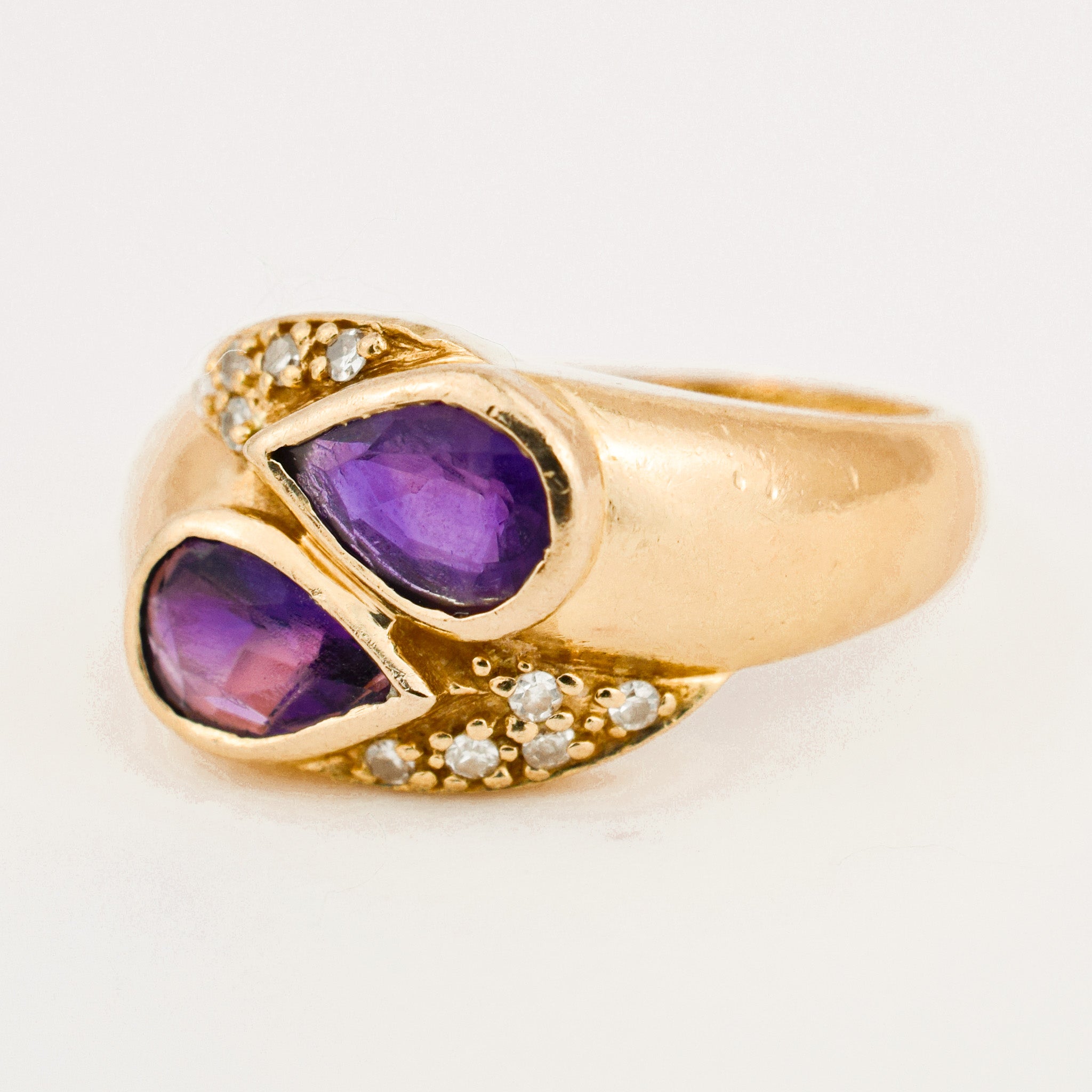 Amethyst and Diamond Moi et Toi Ring