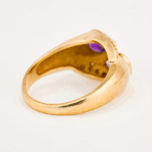 Amethyst and Diamond Moi et Toi Ring