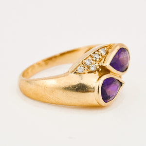 Amethyst and Diamond Moi et Toi Ring