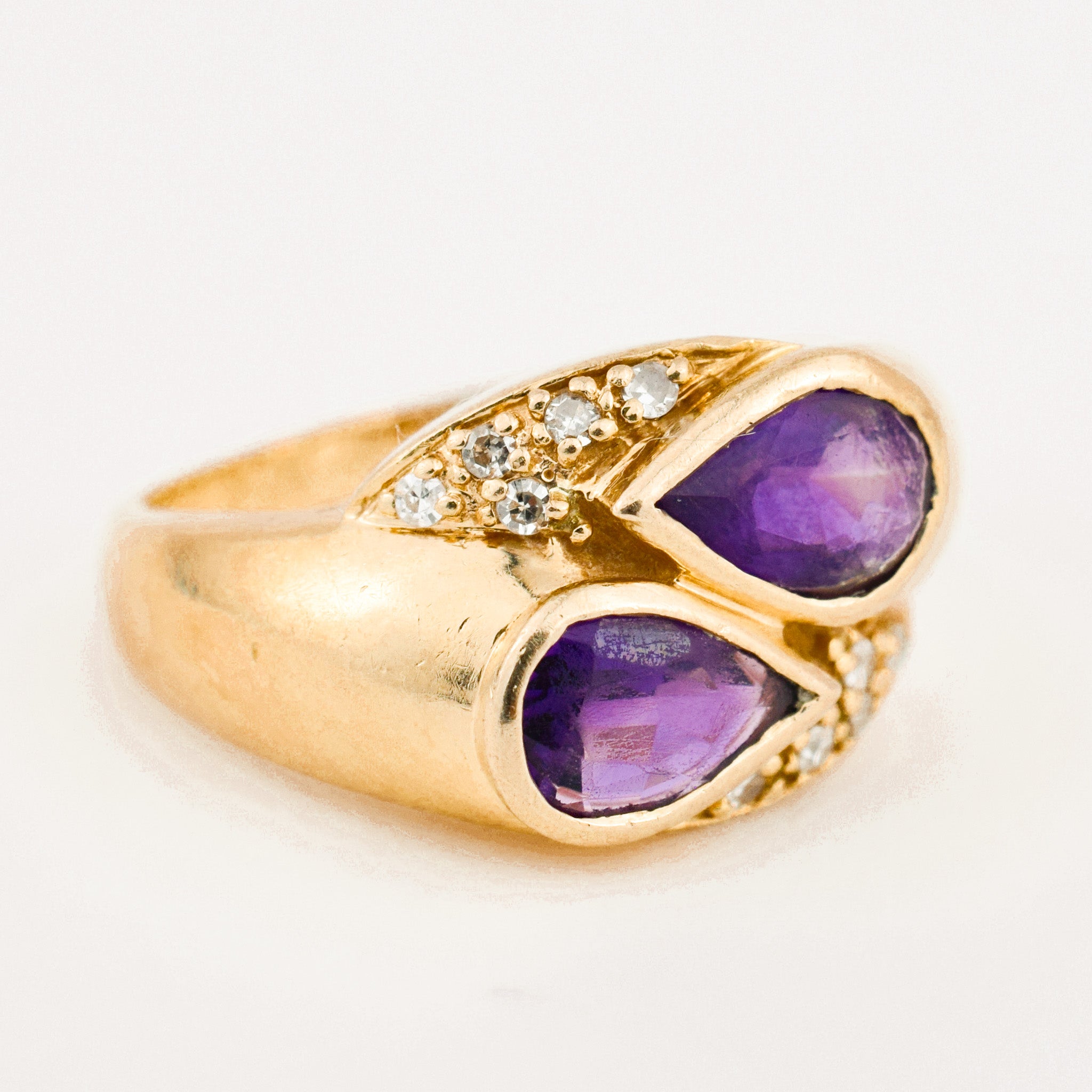 Amethyst and Diamond Moi et Toi Ring