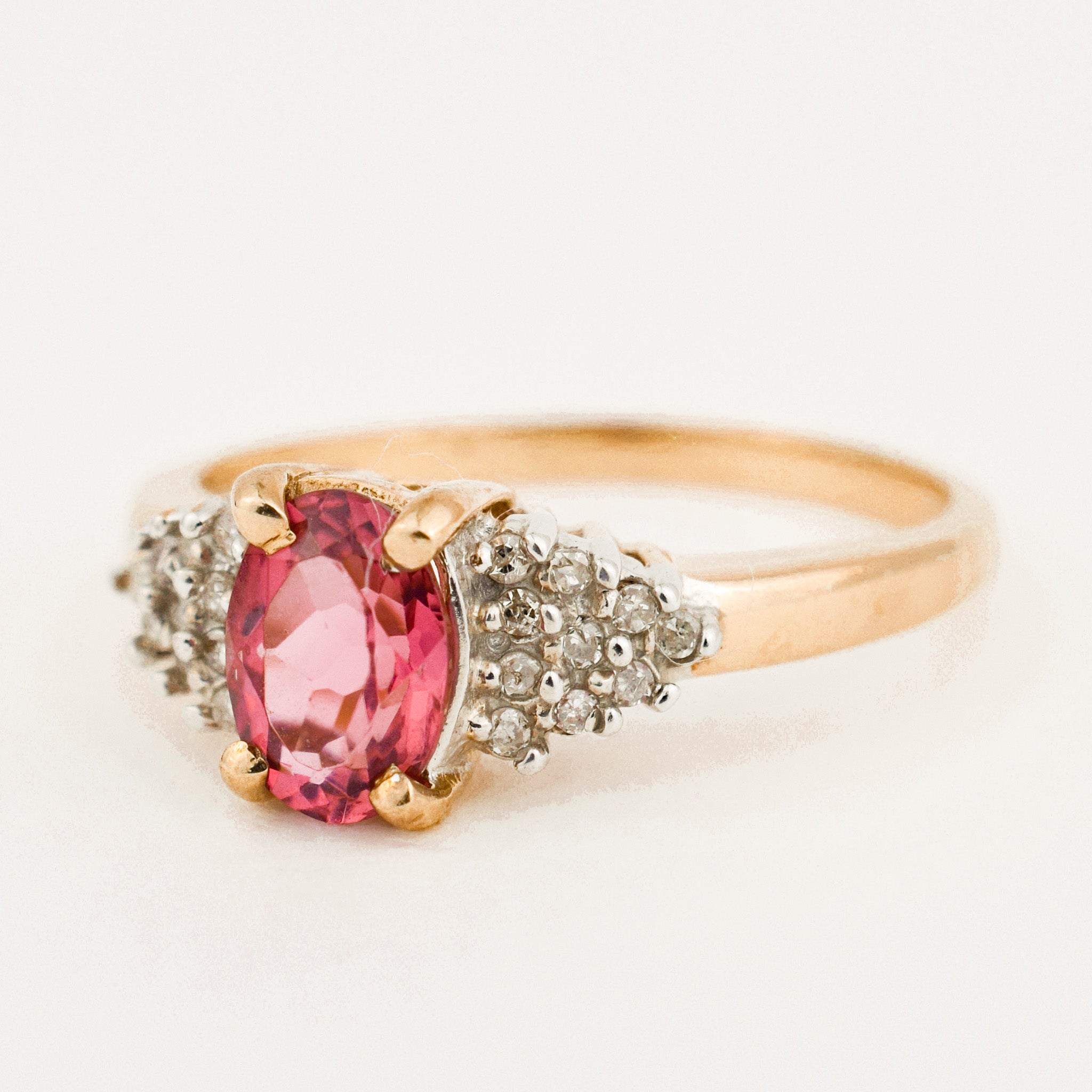 Pink Tourmaline Ring with Diamond Shoulders