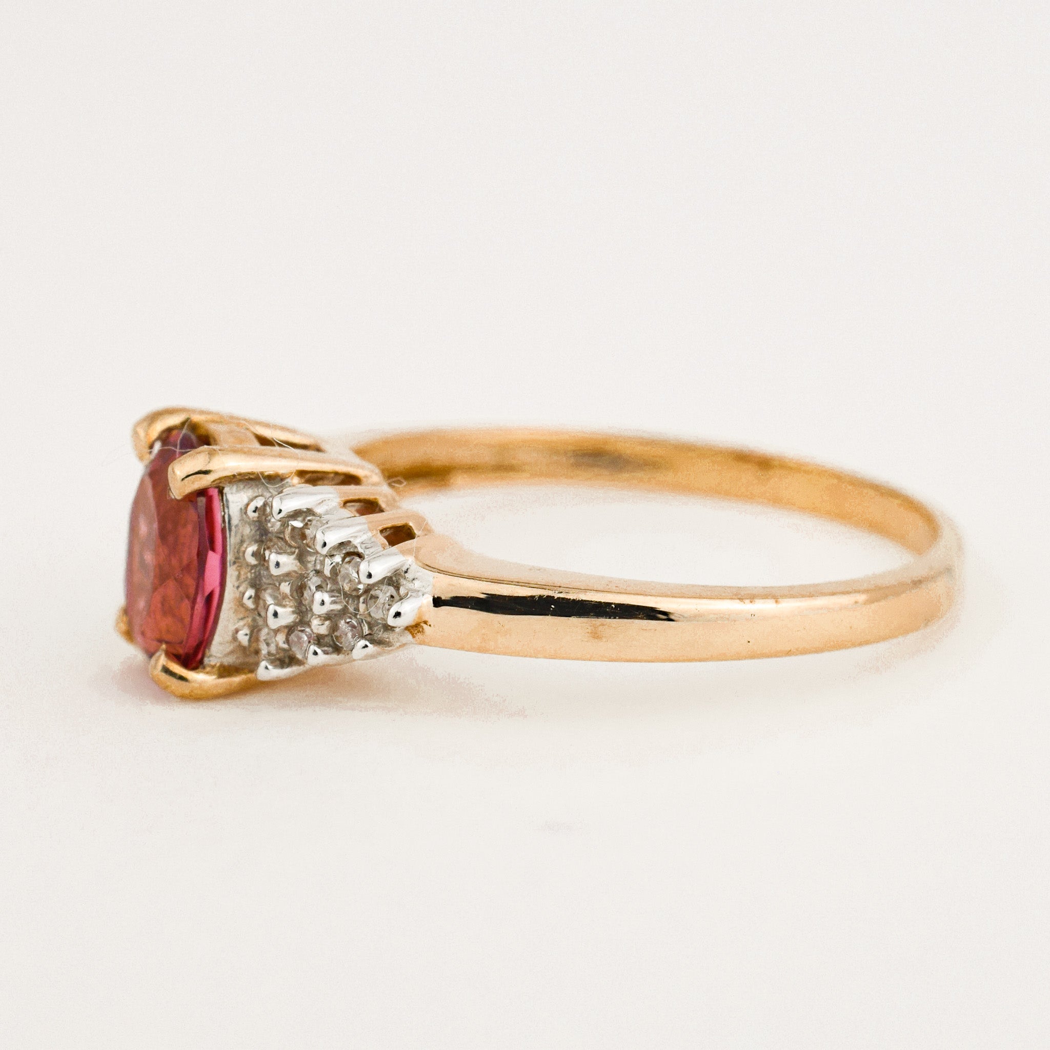 Pink Tourmaline Ring with Diamond Shoulders