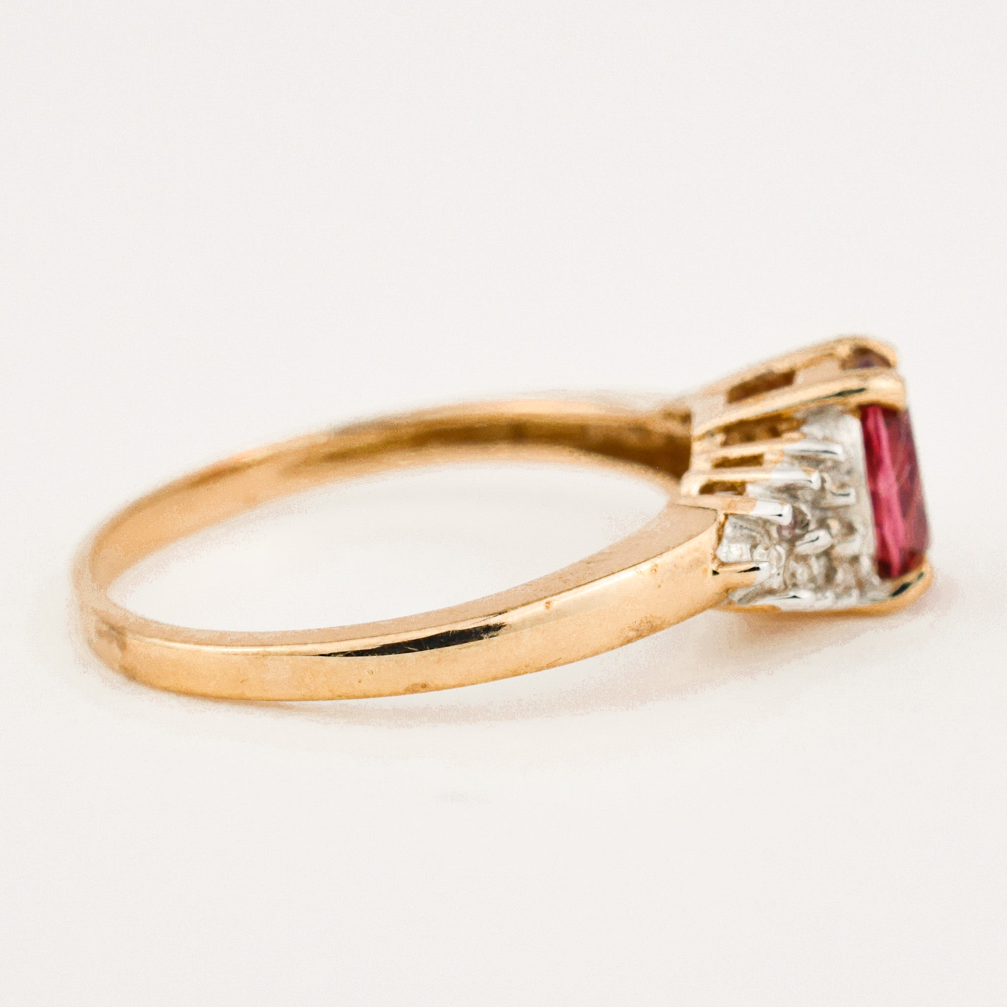 Pink Tourmaline Ring with Diamond Shoulders