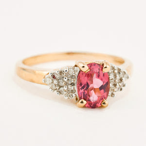 Pink Tourmaline Ring with Diamond Shoulders